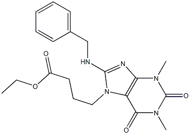 ethyl 4-[8-(benzylamino)-1,3-dimethyl-2,6-dioxo-2,3,6,7-tetrahydro-1H-purin-7-yl]butanoate 구조식 이미지