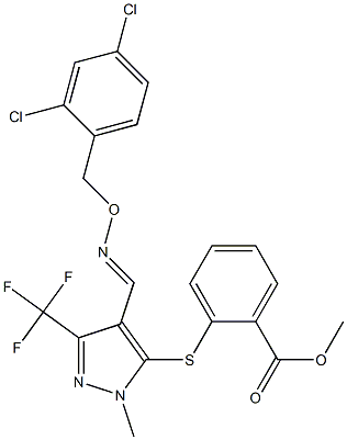 methyl 2-{[4-({[(2,4-dichlorobenzyl)oxy]imino}methyl)-1-methyl-3-(trifluoromethyl)-1H-pyrazol-5-yl]sulfanyl}benzenecarboxylate Structure