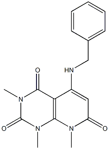 5-(benzylamino)-1,3,8-trimethyl-1,2,3,4,7,8-hexahydropyrido[2,3-d]pyrimidine-2,4,7-trione 구조식 이미지