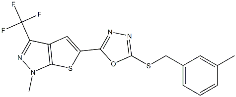 1-methyl-5-{5-[(3-methylbenzyl)sulfanyl]-1,3,4-oxadiazol-2-yl}-3-(trifluoromethyl)-1H-thieno[2,3-c]pyrazole Structure