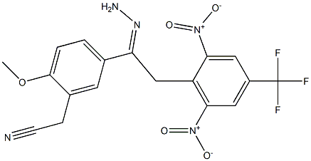 2-(5-{2-[2,6-dinitro-4-(trifluoromethyl)phenyl]ethanhydrazonoyl}-2-methoxyphenyl)acetonitrile Structure