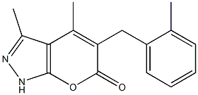 3,4-dimethyl-5-(2-methylbenzyl)pyrano[2,3-c]pyrazol-6(1H)-one 구조식 이미지