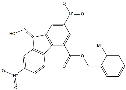 2-bromobenzyl 9-hydroxyimino-2,7-dinitro-9H-4-fluorenecarboxylate Structure