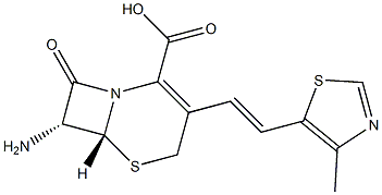 (6R,7R)-7-Amino-3-[(Z)-2-(4-methylthiazol-5-yl)ethenyl]-8-oxo-5-thia-1-azabicyclo[4.2.0]oct- 2-ene-2-carboxylic acid
 구조식 이미지