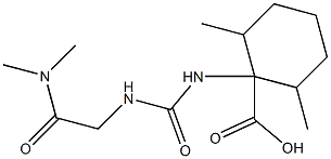 1-({[(dimethylcarbamoyl)methyl]carbamoyl}amino)-2,6-dimethylcyclohexane-1-carboxylic acid 구조식 이미지