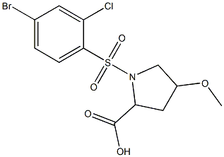 1-[(4-bromo-2-chlorobenzene)sulfonyl]-4-methoxypyrrolidine-2-carboxylic acid 구조식 이미지