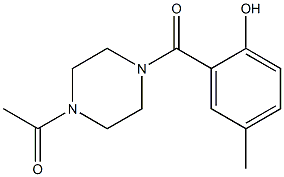 1-{4-[(2-hydroxy-5-methylphenyl)carbonyl]piperazin-1-yl}ethan-1-one 구조식 이미지