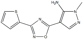 1-methyl-4-[3-(thiophen-2-yl)-1,2,4-oxadiazol-5-yl]-1H-pyrazol-5-amine 구조식 이미지