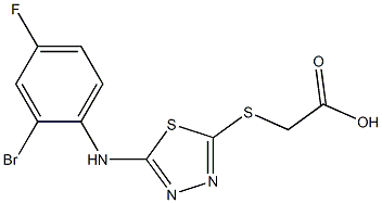 2-({5-[(2-bromo-4-fluorophenyl)amino]-1,3,4-thiadiazol-2-yl}sulfanyl)acetic acid Structure