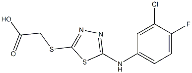 2-({5-[(3-chloro-4-fluorophenyl)amino]-1,3,4-thiadiazol-2-yl}sulfanyl)acetic acid 구조식 이미지