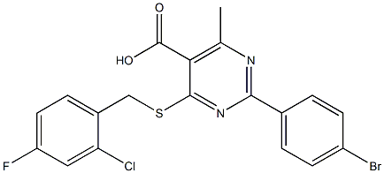 2-(4-bromophenyl)-4-[(2-chloro-4-fluorobenzyl)thio]-6-methylpyrimidine-5-carboxylic acid Structure