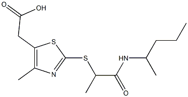 2-(4-methyl-2-{[1-(pentan-2-ylcarbamoyl)ethyl]sulfanyl}-1,3-thiazol-5-yl)acetic acid 구조식 이미지