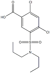 2,4-dichloro-5-(dipropylsulfamoyl)benzoic acid 구조식 이미지
