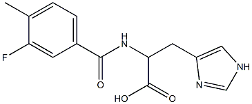 2-[(3-fluoro-4-methylbenzoyl)amino]-3-(1H-imidazol-4-yl)propanoic acid 구조식 이미지
