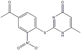 2-[(4-acetyl-2-nitrophenyl)sulfanyl]-6-methyl-1,4-dihydropyrimidin-4-one Structure