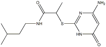 2-[(4-amino-6-oxo-1,6-dihydropyrimidin-2-yl)sulfanyl]-N-(3-methylbutyl)propanamide Structure