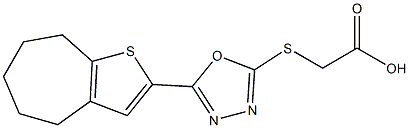2-[(5-{4H,5H,6H,7H,8H-cyclohepta[b]thiophen-2-yl}-1,3,4-oxadiazol-2-yl)sulfanyl]acetic acid Structure