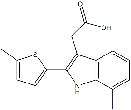 2-[7-methyl-2-(5-methylthiophen-2-yl)-1H-indol-3-yl]acetic acid 구조식 이미지