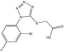 2-{[1-(2-bromo-4-fluorophenyl)-1H-1,2,3,4-tetrazol-5-yl]sulfanyl}acetic acid 구조식 이미지