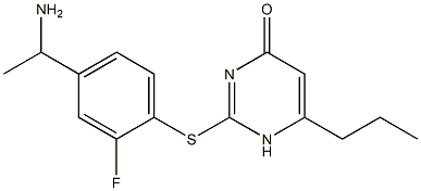 2-{[4-(1-aminoethyl)-2-fluorophenyl]sulfanyl}-6-propyl-1,4-dihydropyrimidin-4-one Structure