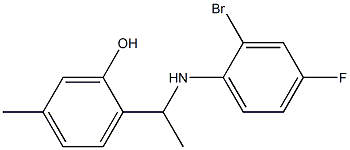 2-{1-[(2-bromo-4-fluorophenyl)amino]ethyl}-5-methylphenol 구조식 이미지