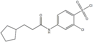 2-chloro-4-(3-cyclopentylpropanamido)benzene-1-sulfonyl chloride Structure