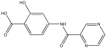 2-hydroxy-4-[(pyrazin-2-ylcarbonyl)amino]benzoic acid 구조식 이미지