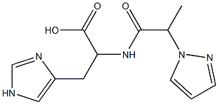 3-(1H-imidazol-4-yl)-2-[2-(1H-pyrazol-1-yl)propanamido]propanoic acid 구조식 이미지