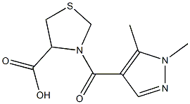 3-[(1,5-dimethyl-1H-pyrazol-4-yl)carbonyl]-1,3-thiazolidine-4-carboxylic acid 구조식 이미지