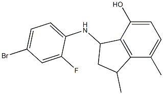 3-[(4-bromo-2-fluorophenyl)amino]-1,7-dimethyl-2,3-dihydro-1H-inden-4-ol 구조식 이미지