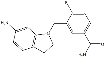 3-[(6-amino-2,3-dihydro-1H-indol-1-yl)methyl]-4-fluorobenzamide 구조식 이미지