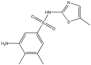 3-amino-4,5-dimethyl-N-(5-methyl-1,3-thiazol-2-yl)benzene-1-sulfonamide 구조식 이미지