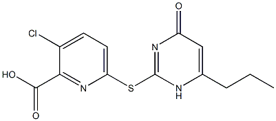 3-chloro-6-[(4-oxo-6-propyl-1,4-dihydropyrimidin-2-yl)sulfanyl]pyridine-2-carboxylic acid Structure