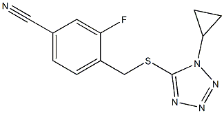 4-{[(1-cyclopropyl-1H-1,2,3,4-tetrazol-5-yl)sulfanyl]methyl}-3-fluorobenzonitrile Structure