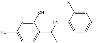 4-{1-[(2-fluoro-4-methylphenyl)amino]ethyl}benzene-1,3-diol 구조식 이미지