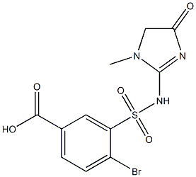 4-bromo-3-[(1-methyl-4-oxo-4,5-dihydro-1H-imidazol-2-yl)sulfamoyl]benzoic acid 구조식 이미지
