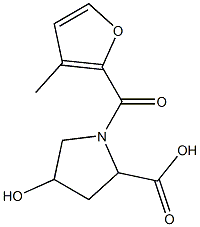 4-hydroxy-1-(3-methyl-2-furoyl)pyrrolidine-2-carboxylic acid Structure