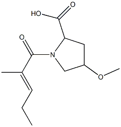 4-methoxy-1-[(2E)-2-methylpent-2-enoyl]pyrrolidine-2-carboxylic acid 구조식 이미지