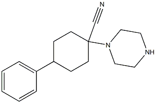 4-phenyl-1-(piperazin-1-yl)cyclohexane-1-carbonitrile Structure