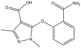 5-(2-carbamoylphenoxy)-1,3-dimethyl-1H-pyrazole-4-carboxylic acid 구조식 이미지