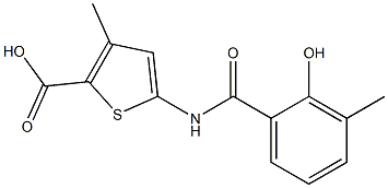 5-[(2-hydroxy-3-methylbenzene)amido]-3-methylthiophene-2-carboxylic acid Structure