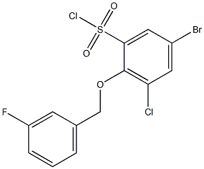 5-bromo-3-chloro-2-[(3-fluorophenyl)methoxy]benzene-1-sulfonyl chloride 구조식 이미지