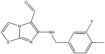 6-[(3-fluoro-4-methylbenzyl)amino]imidazo[2,1-b][1,3]thiazole-5-carbaldehyde 구조식 이미지