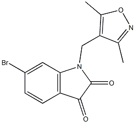 6-bromo-1-[(3,5-dimethyl-1,2-oxazol-4-yl)methyl]-2,3-dihydro-1H-indole-2,3-dione 구조식 이미지