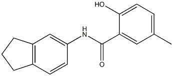 N-(2,3-dihydro-1H-inden-5-yl)-2-hydroxy-5-methylbenzamide 구조식 이미지