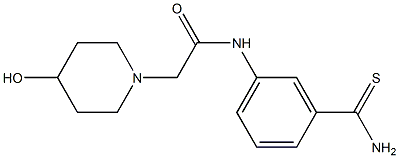 N-[3-(aminocarbonothioyl)phenyl]-2-(4-hydroxypiperidin-1-yl)acetamide 구조식 이미지