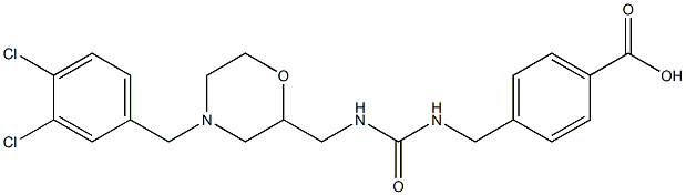 4-{3-[4-(3,4-Dichloro-benzyl)-morpholin-2-ylmethyl]-ureidomethyl}-benzoic acid 구조식 이미지