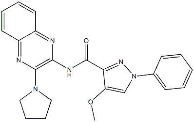 1H-Pyrazole-3-carboxamide,  4-methoxy-1-phenyl-N-[3-(1-pyrrolidinyl)-2-quinoxalinyl]- 구조식 이미지