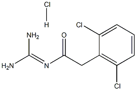 N-(diaminomethylidene)-2-(2,6-dichlorophenyl)acetamide hydrochloride 구조식 이미지