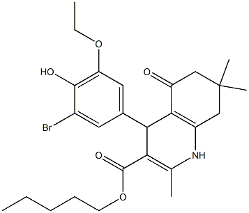 pentyl 4-(3-bromo-5-ethoxy-4-hydroxyphenyl)-2,7,7-trimethyl-5-oxo-1,4,5,6,7,8-hexahydro-3-quinolinecarboxylate Structure